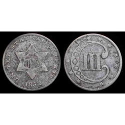 1852 Three Cent Silver, DDR-1, VF+ Details
